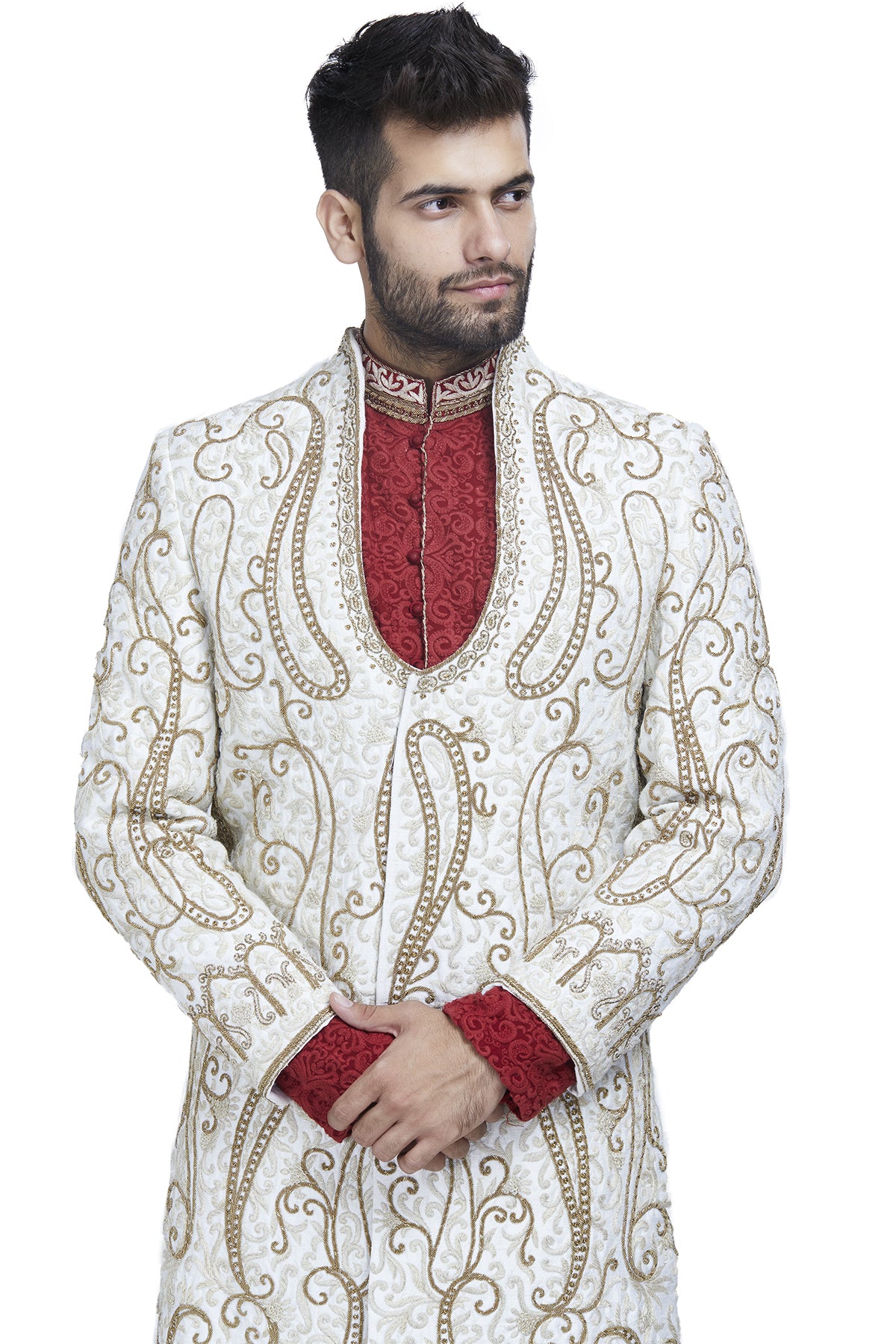 Ivory 4 piece sherwani set