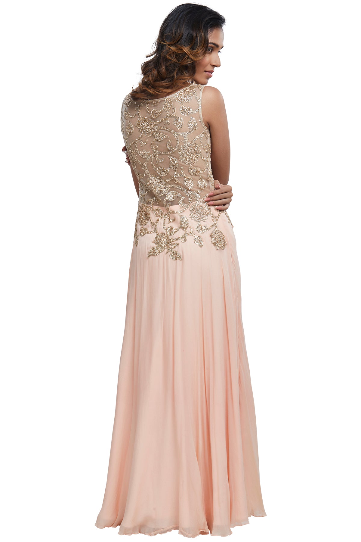 Peach Embroidered Gown