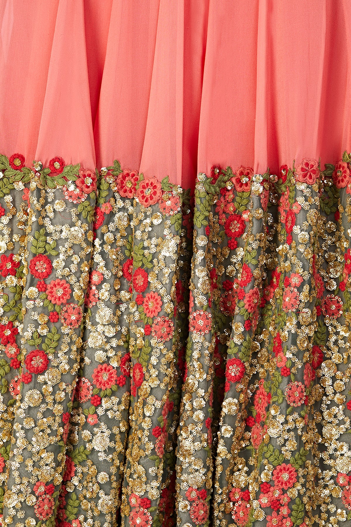 Peach embroidered lehenga with cape dupatta