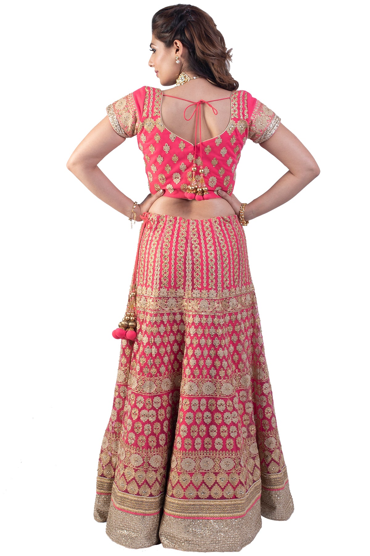 Pink And Gold Lehenga