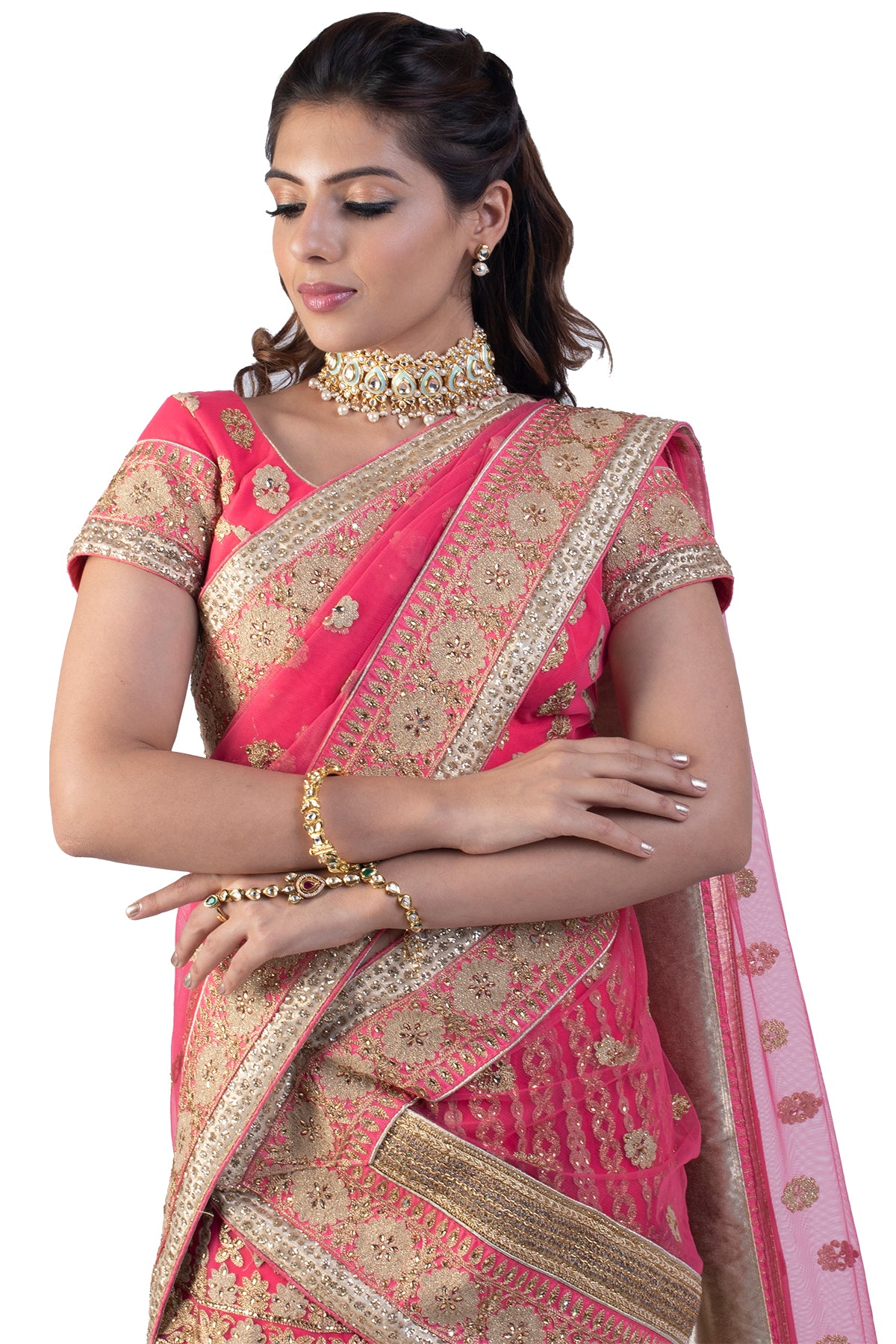 Pink And Gold Lehenga