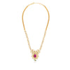 Subtly strung together in a perfect line of uncut stones and bound together by a pear-shaped red stone in the center - this piece is for your traditional attire. 