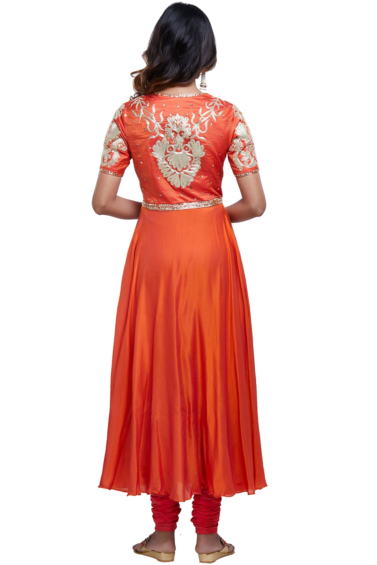 Orange dori work anarkali