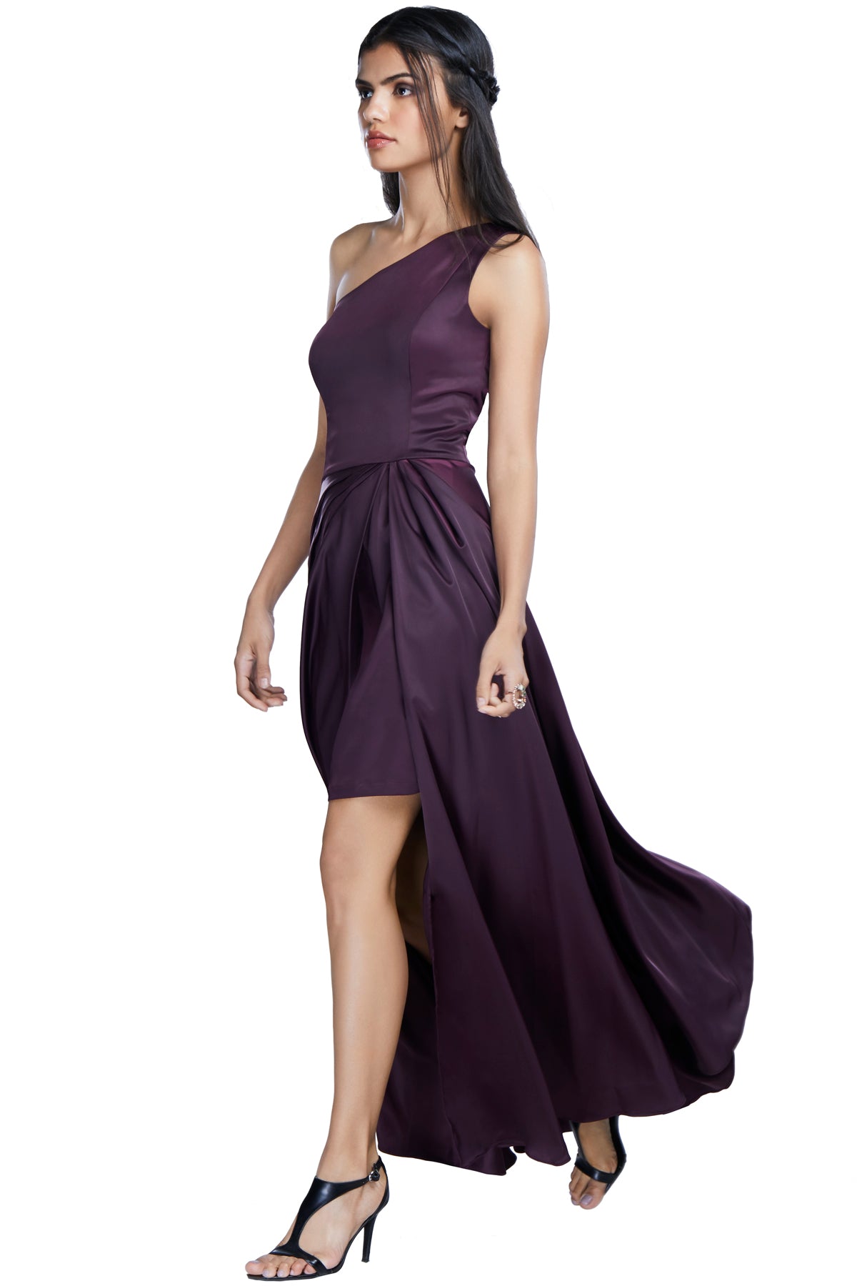 Purple One Shoulder Cocktail Dress