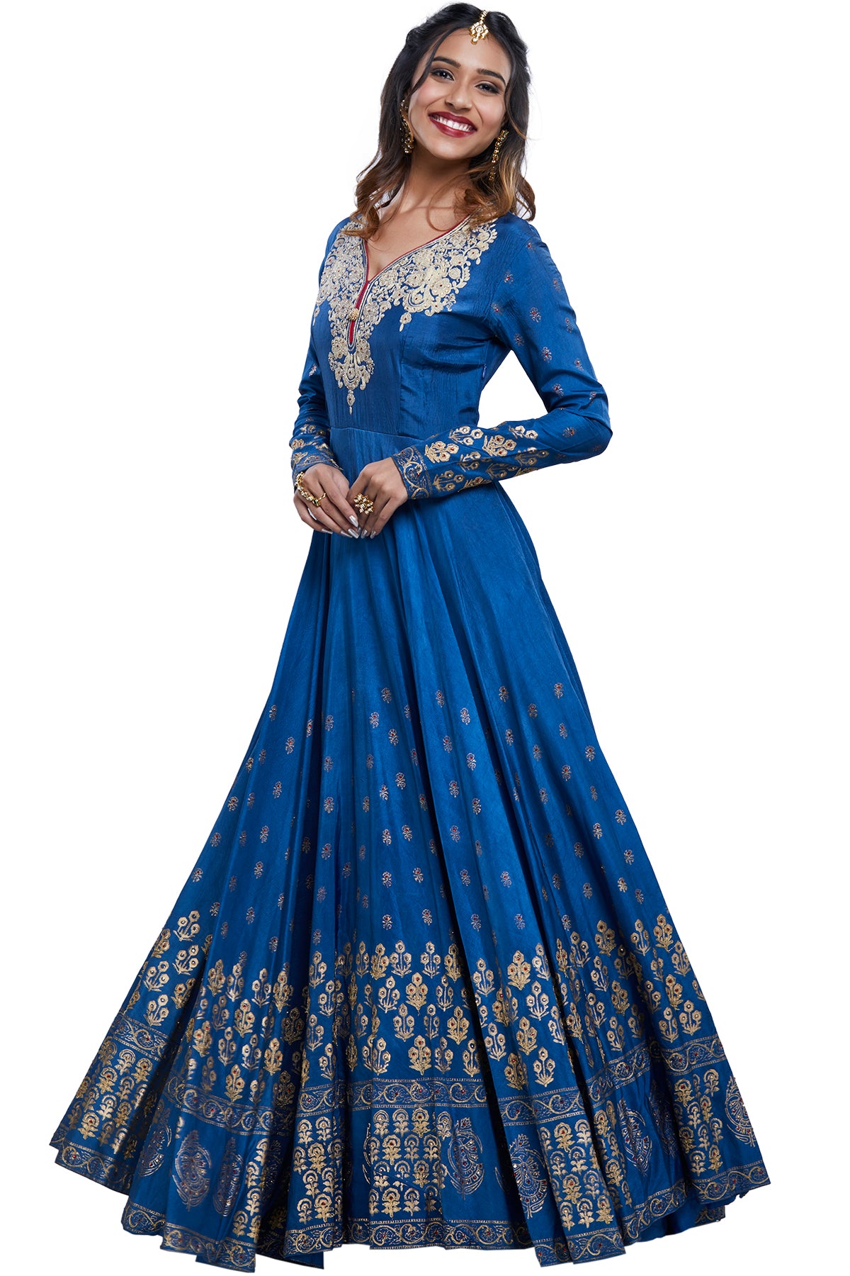 Blue Anarkali Gown with Dupatta