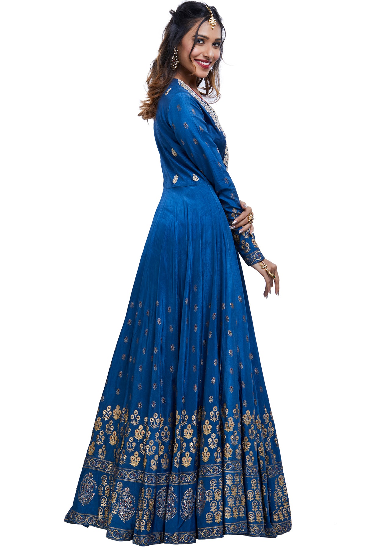 Blue Anarkali Gown with Dupatta TheStylease.com Blue Anarkali Gown with Dupatta TheStylease.com