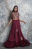 Wine Embellished Crop top with Skirt