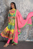Yellow and Pink multi colored anarkali set