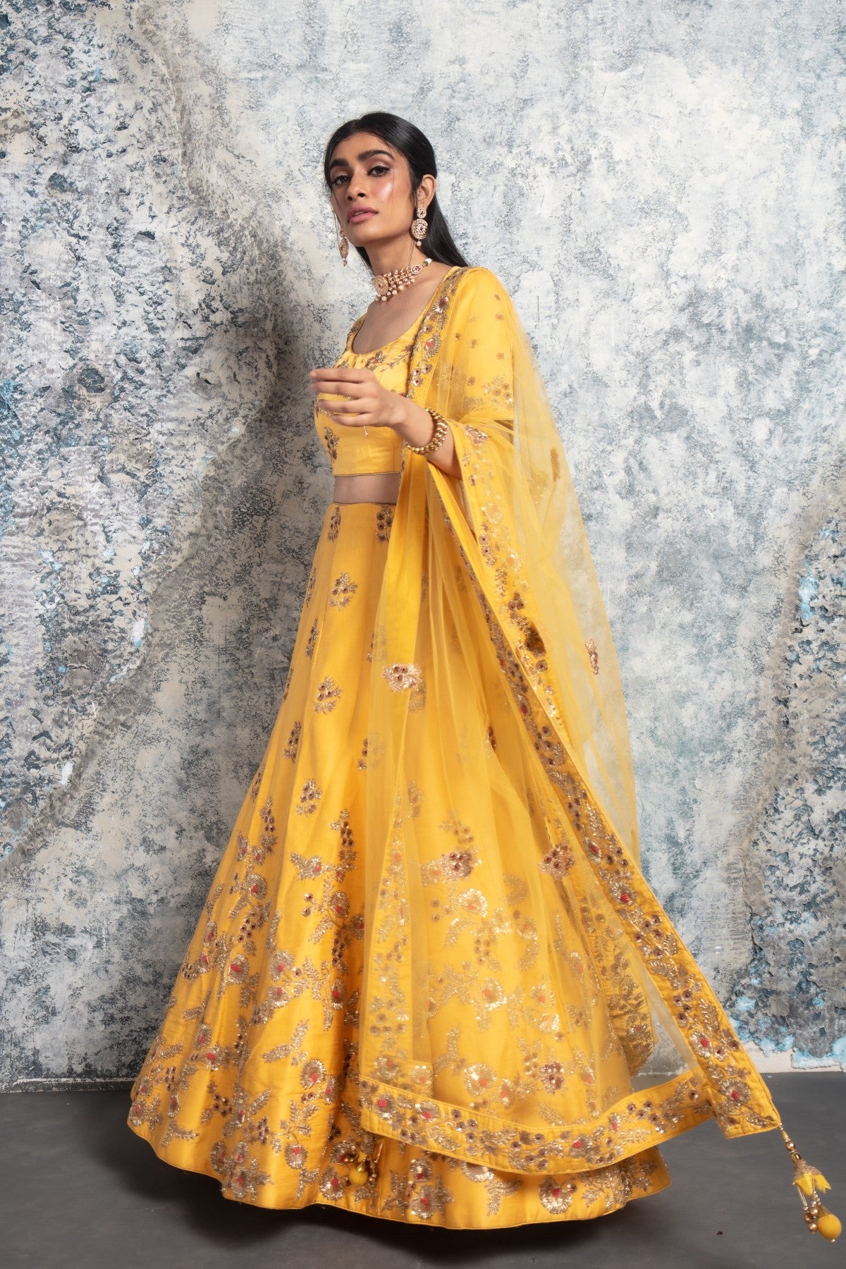 Yellow Embroidered Lehenga