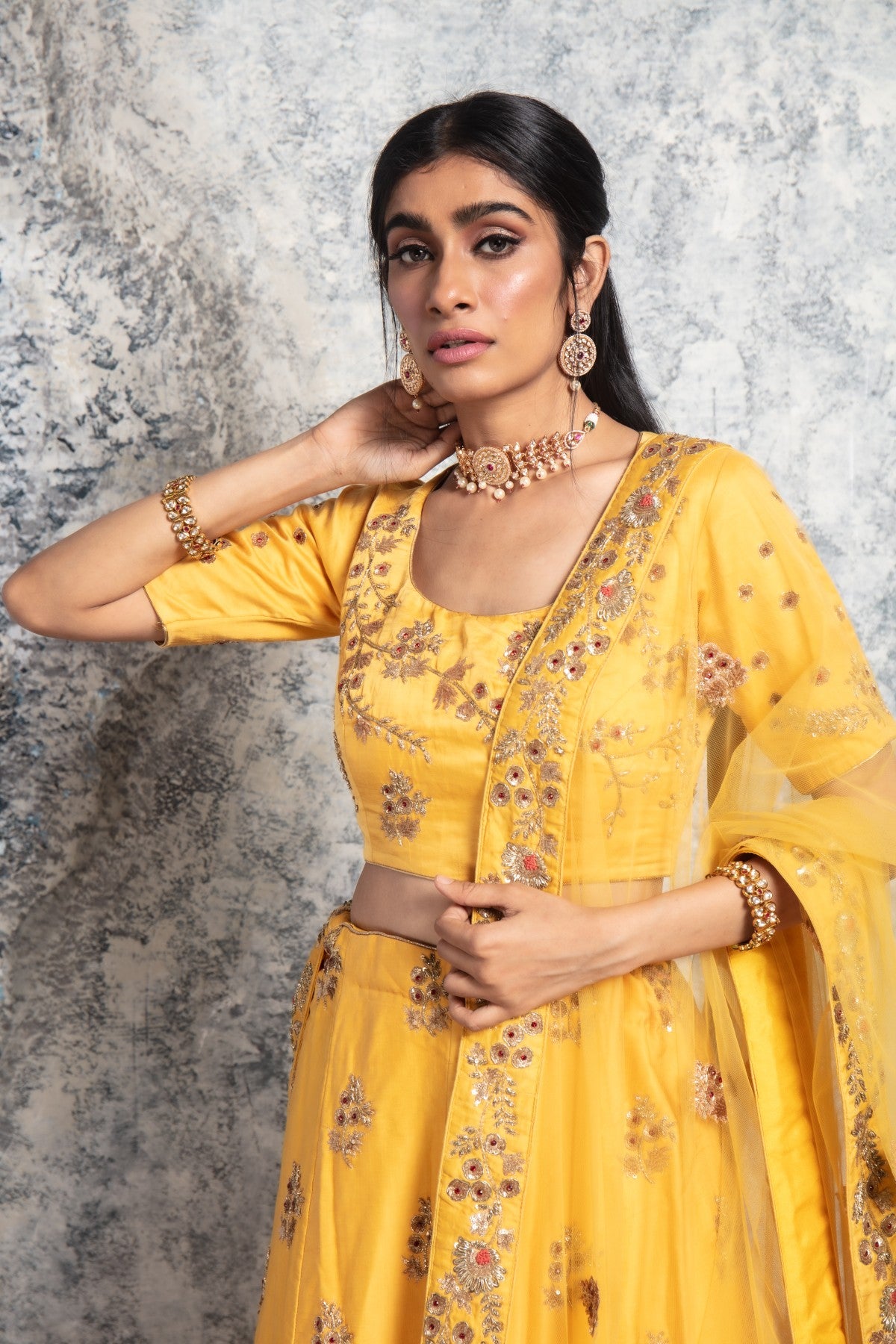 Yellow Embroidered Lehenga