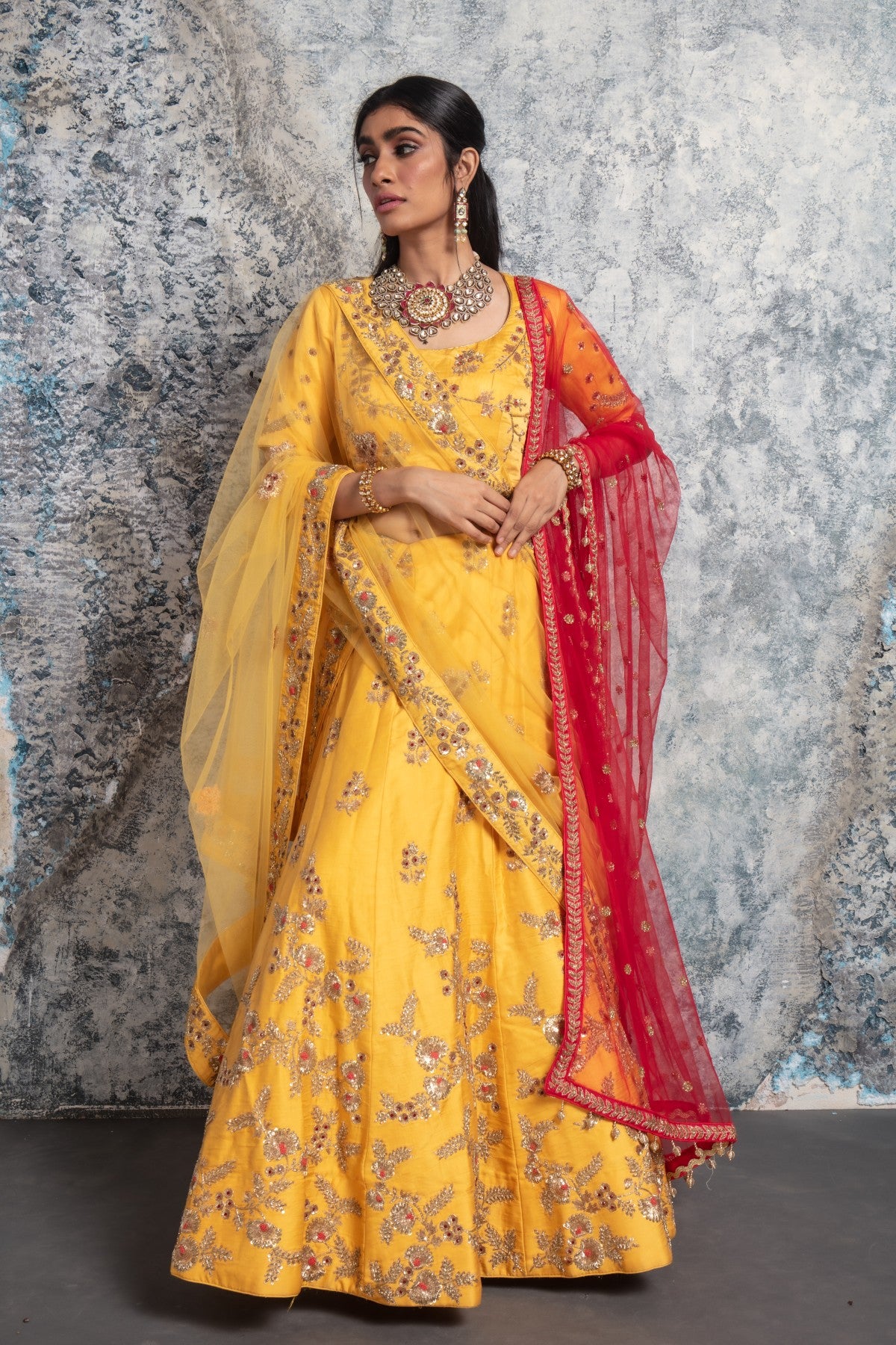 Yellow Embroidered Lehenga