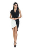 Get the best of both worlds, black & white, with this monochrome assymetrical patterened dress.