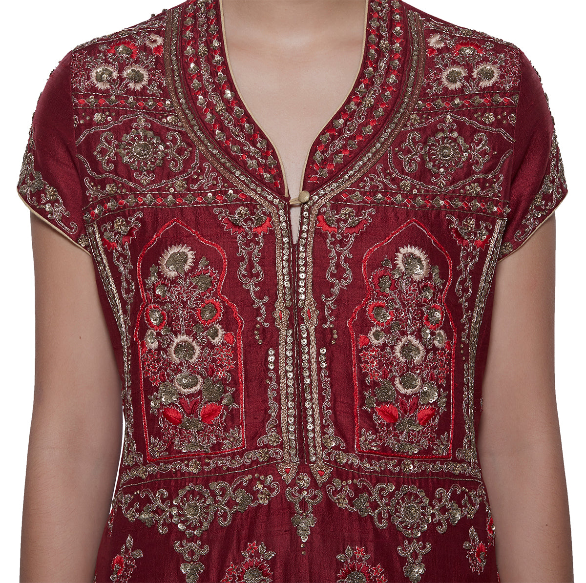 Maroon Kurta With Gold Palazzo Pants