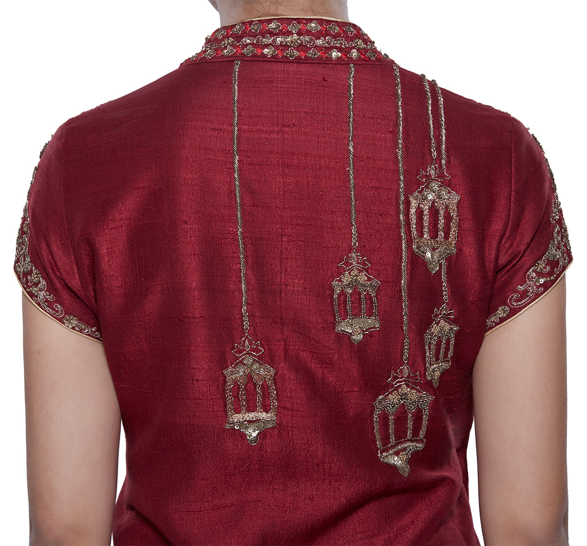 Maroon Kurta With Gold Palazzo Pants
