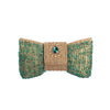 Weave in all the wonder with this Green & Gold woven clutch with a green pear-shaped stone & zardosi embroidery.