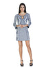 White and blue knit dress with keyhole and printed patterns on both sides fits rightly in both casual and formal category. 
