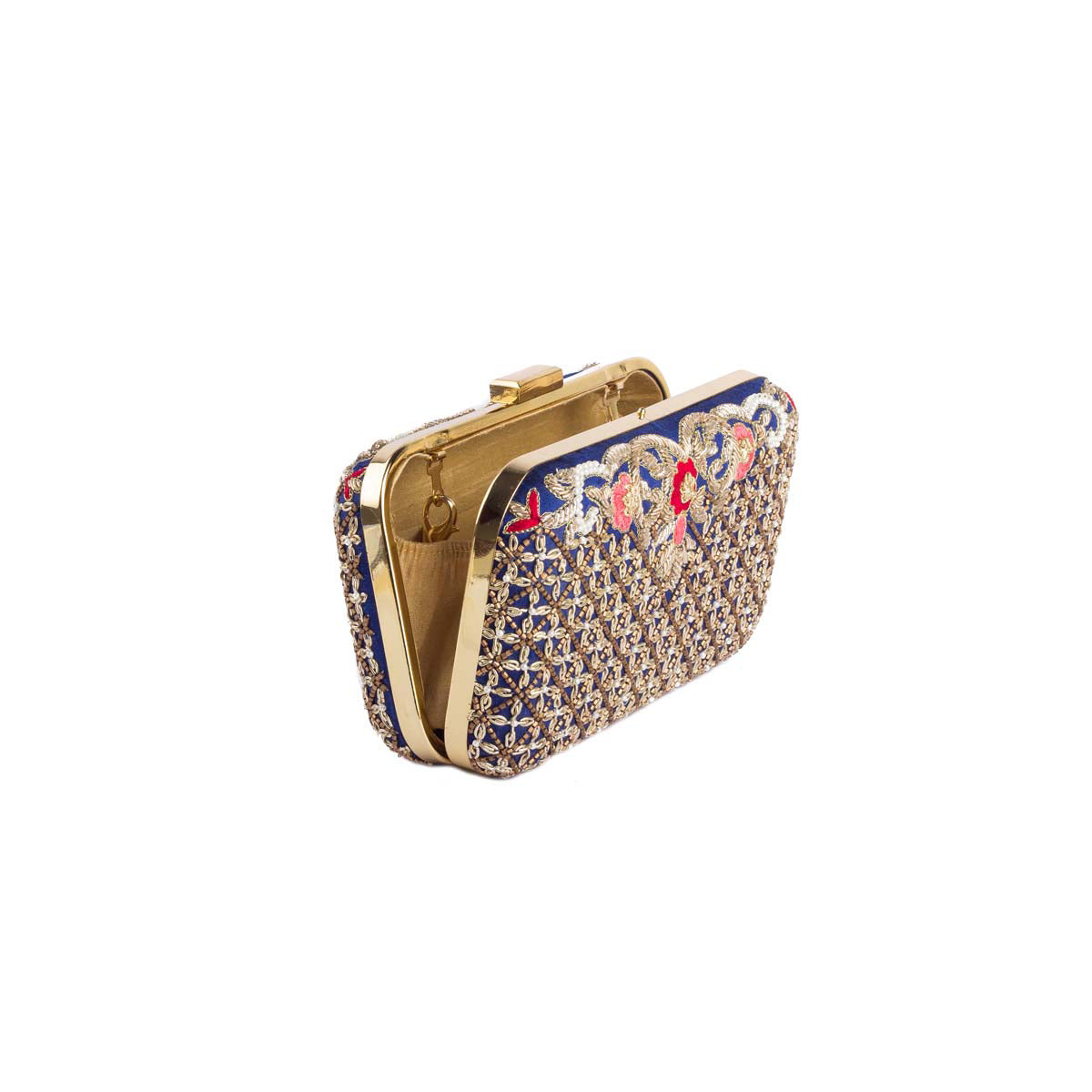 Blue Zardosi Lattice Clutch