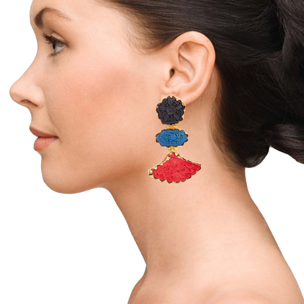 Black, Blue And Red Rock Earrings