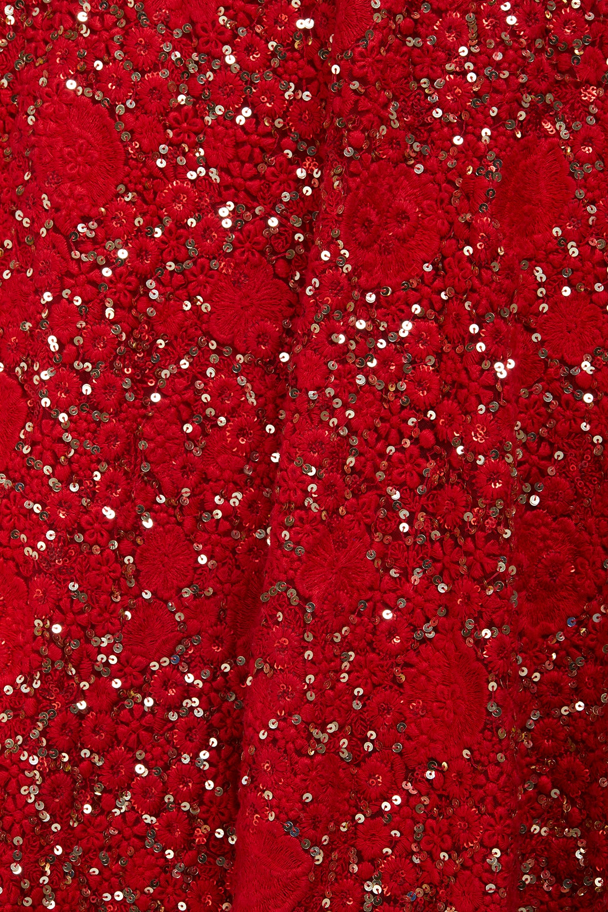Red Sequins Embroidered Lehenga Set
