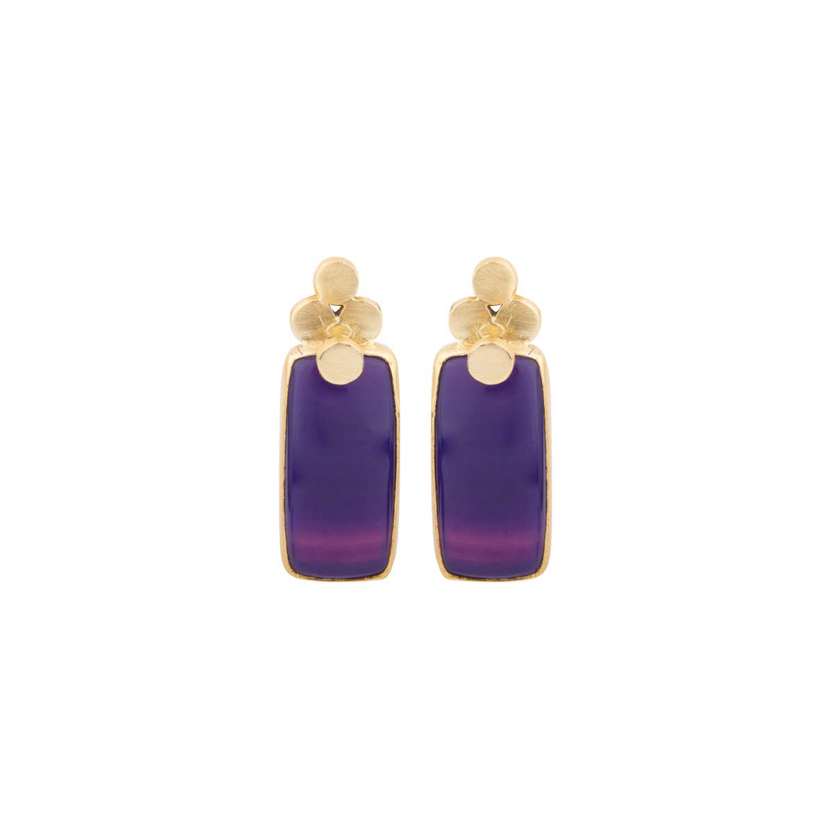 This royal piece is a four dot classic with purple striped agate made of brass and plated with 1 micron gold.