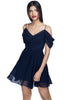 Flirt with your fashion fetishes in this playful strappy, off-shoulder georgette dress. 