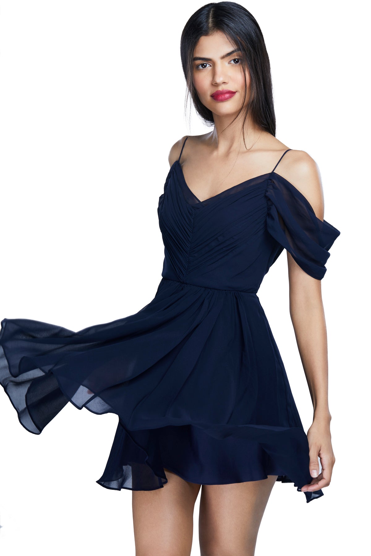 Navy blue short dress – - Main Image