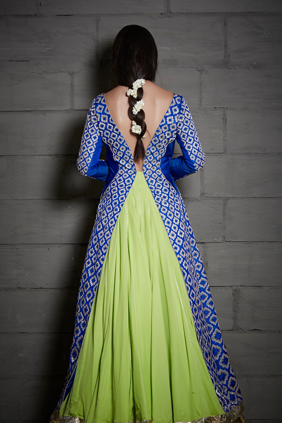 Blue Green Embroidered Gown