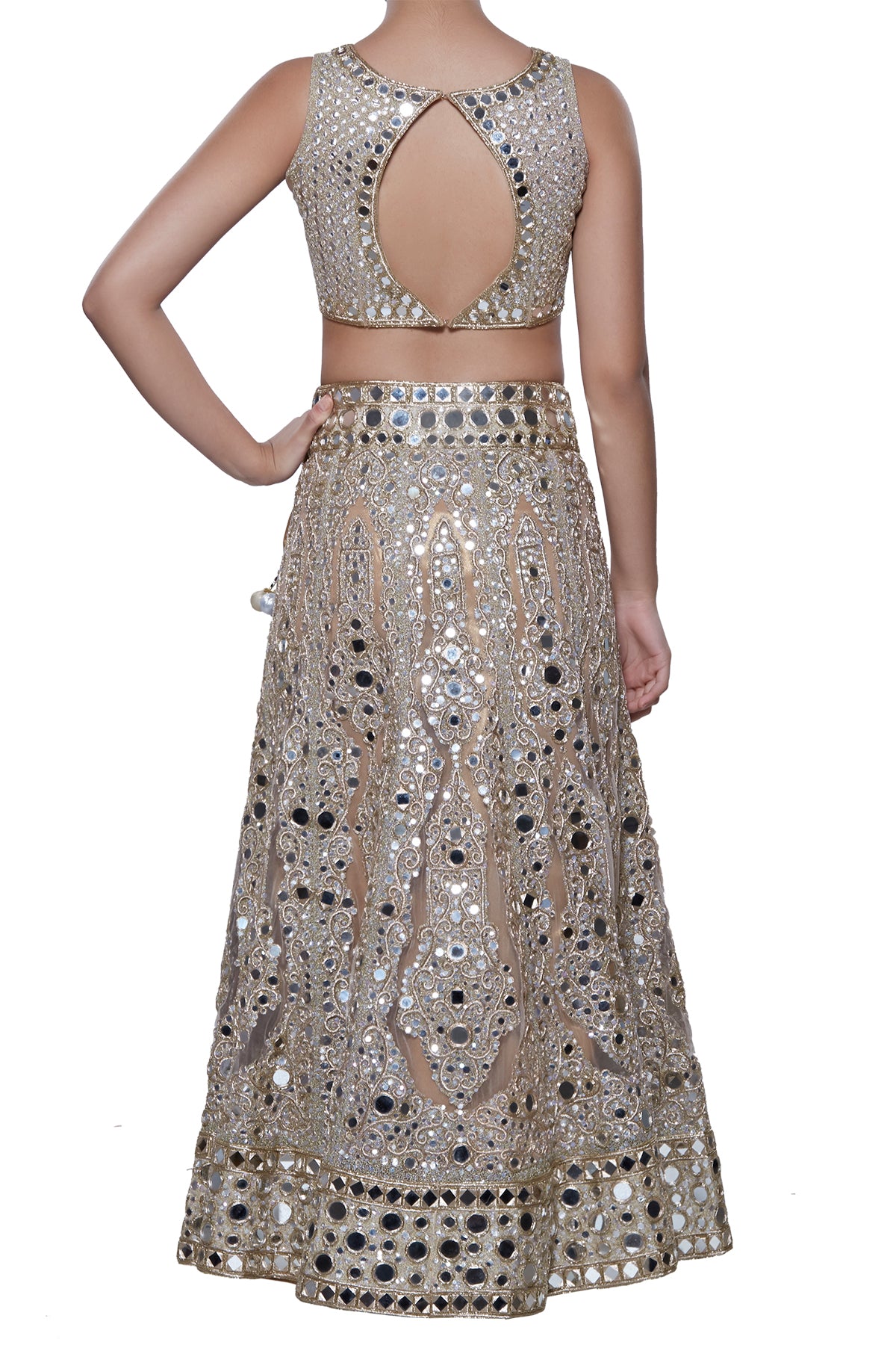 Gold Mirror Lehenga Set