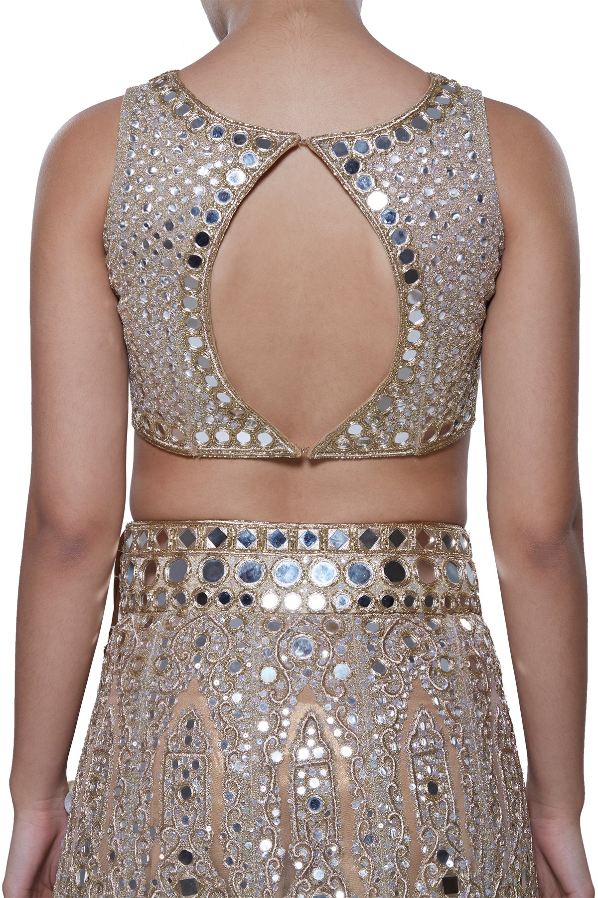 Gold Mirror Lehenga Set