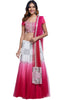 Mirror the magic of Indian rituals in this gushing romance of pink and white. This set is crafted in ombre net with beaded work and a mirror-bordered dupatta to add that extra layer of lust.