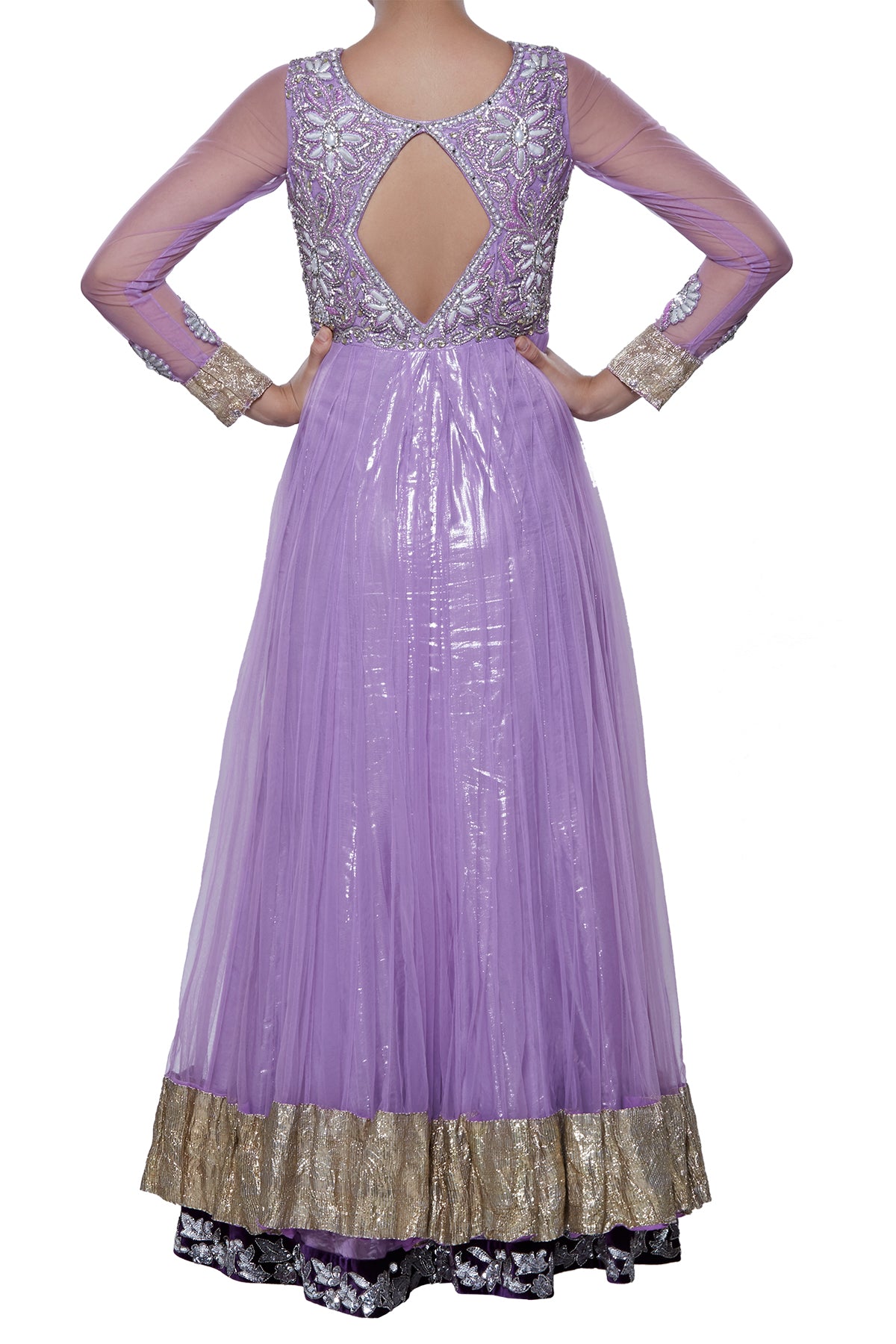 Purple Double Layered Anarkali Gown