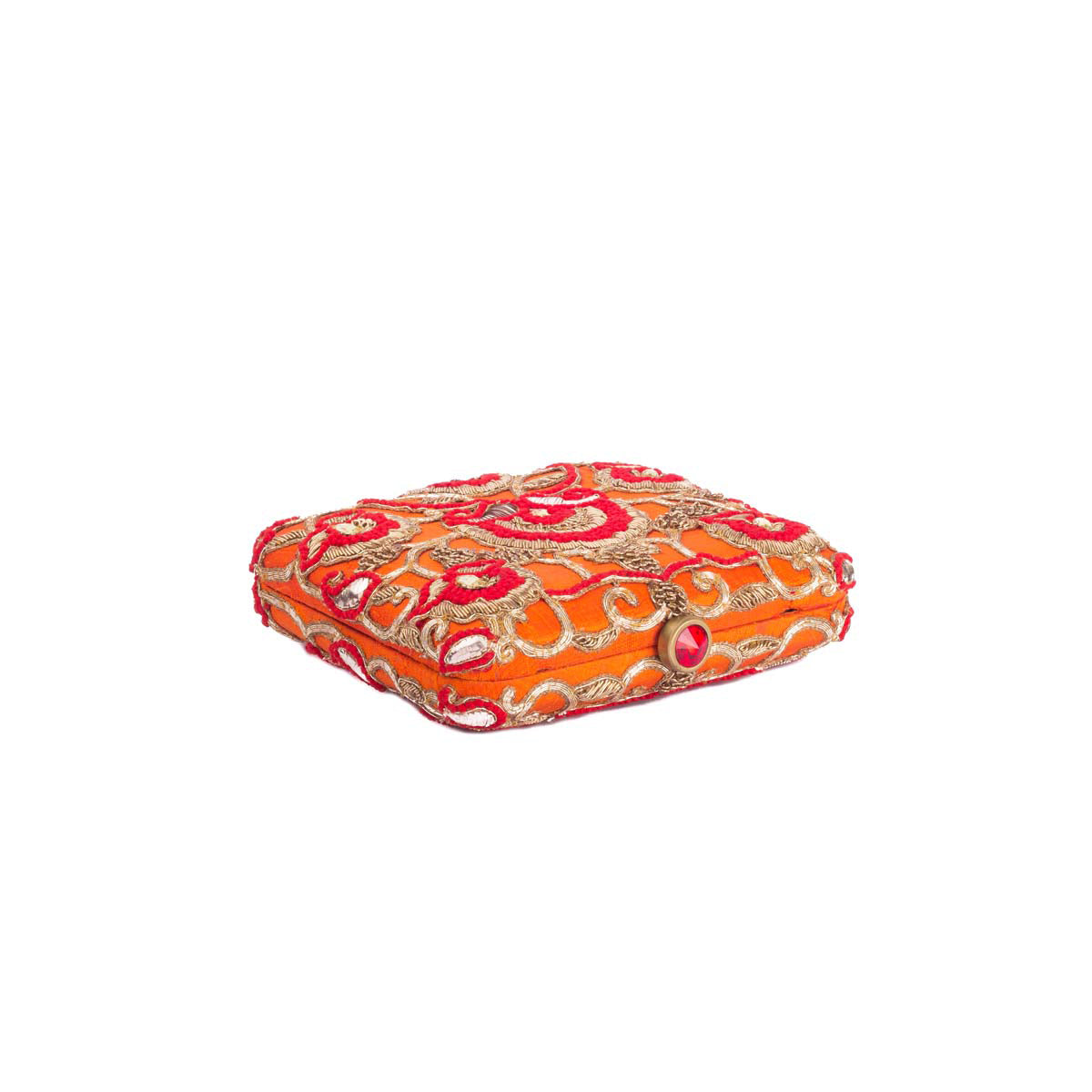 Orange And Red Zardosi Clutch