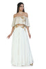 The georgette, floor-length free-flowing skirt and the off shoulder top adorned with delicate cutdana and sequins work with birds looks straight out of a dream.