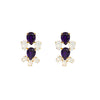 Dynamic in their dimensional design - turn your diva up with these gold plated earrings encrusted with white opal and purple Swarovski elements.
