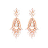 Finished with the shimmer of a celestial star, these dangling earrings are embedded with rose & gold stones.