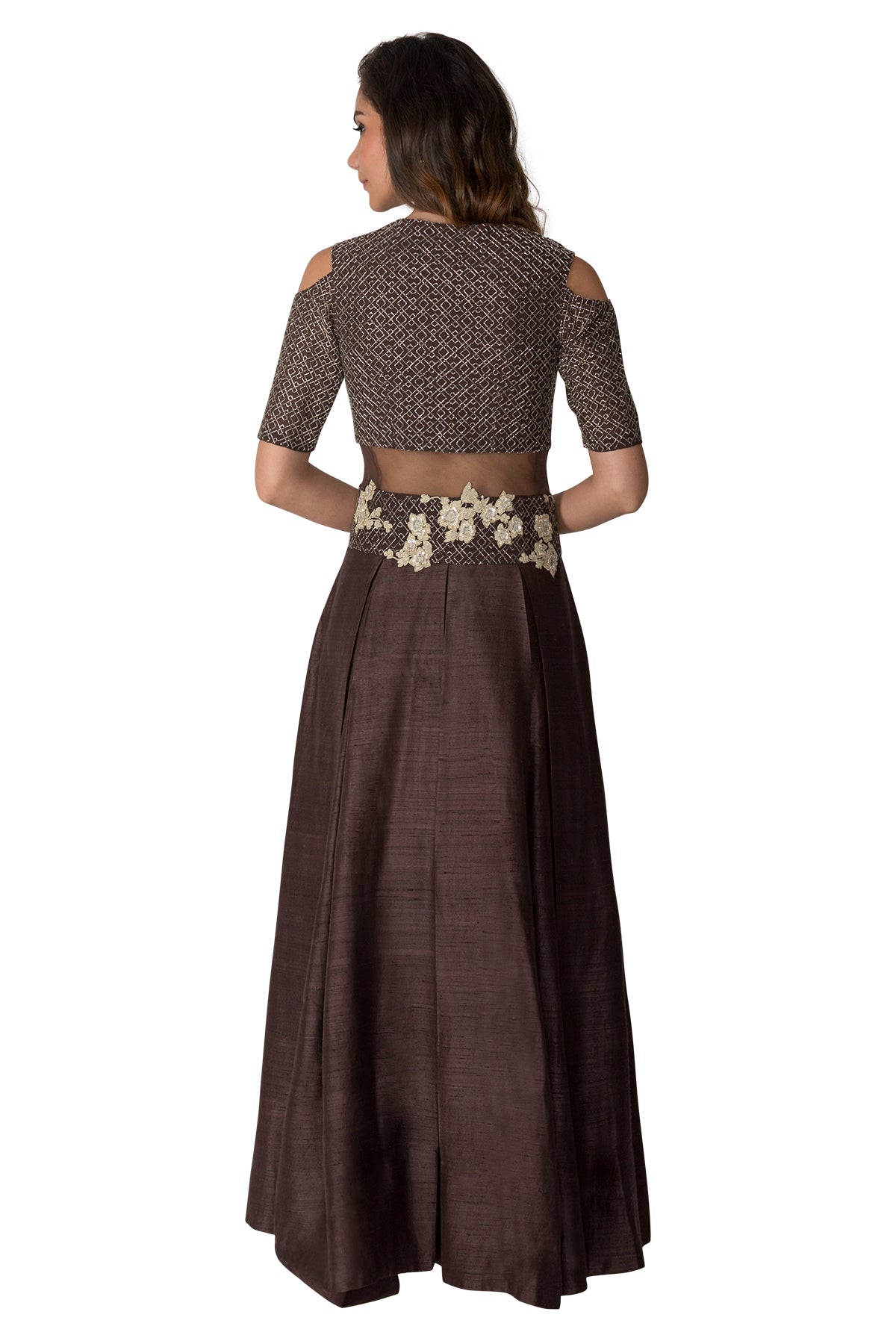 Ash Grey Anarkali With Embroidered Bodice