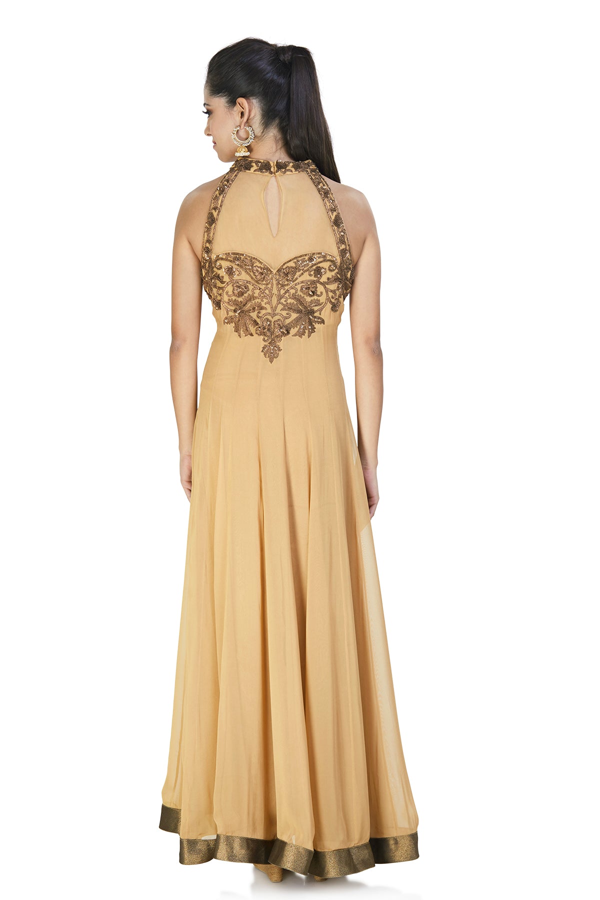 Sleeveless bronze gown