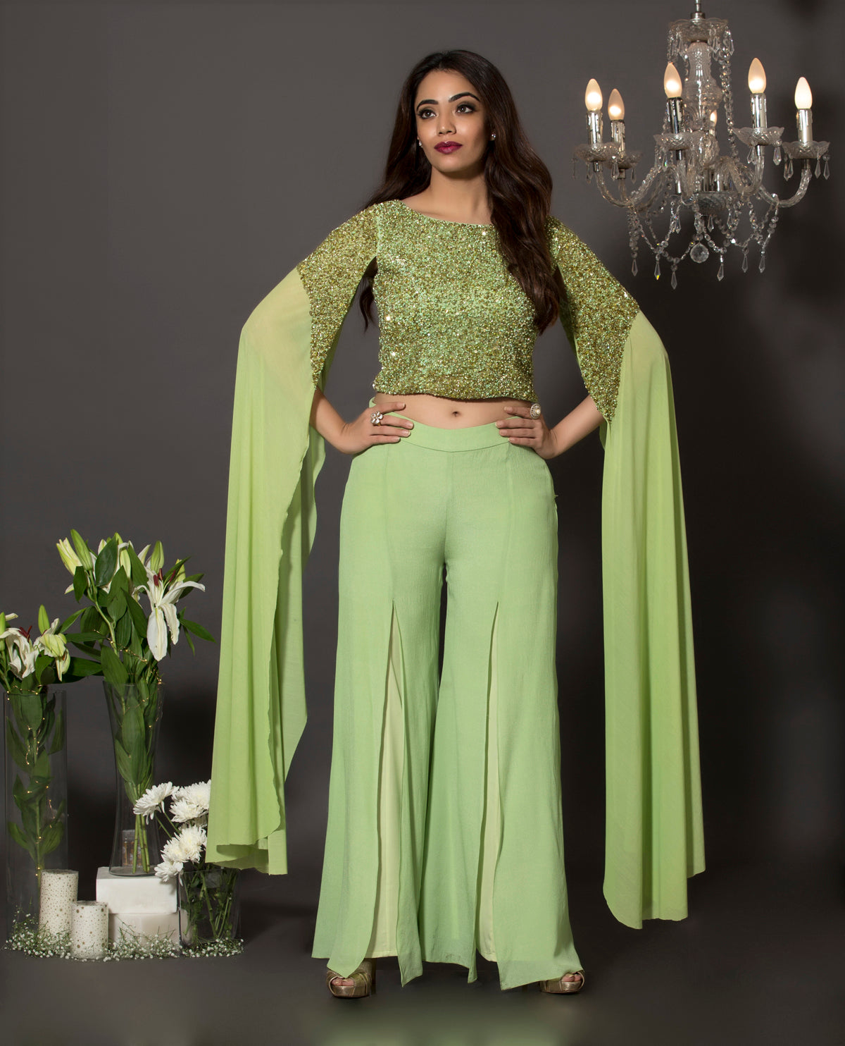 Pista green cape set