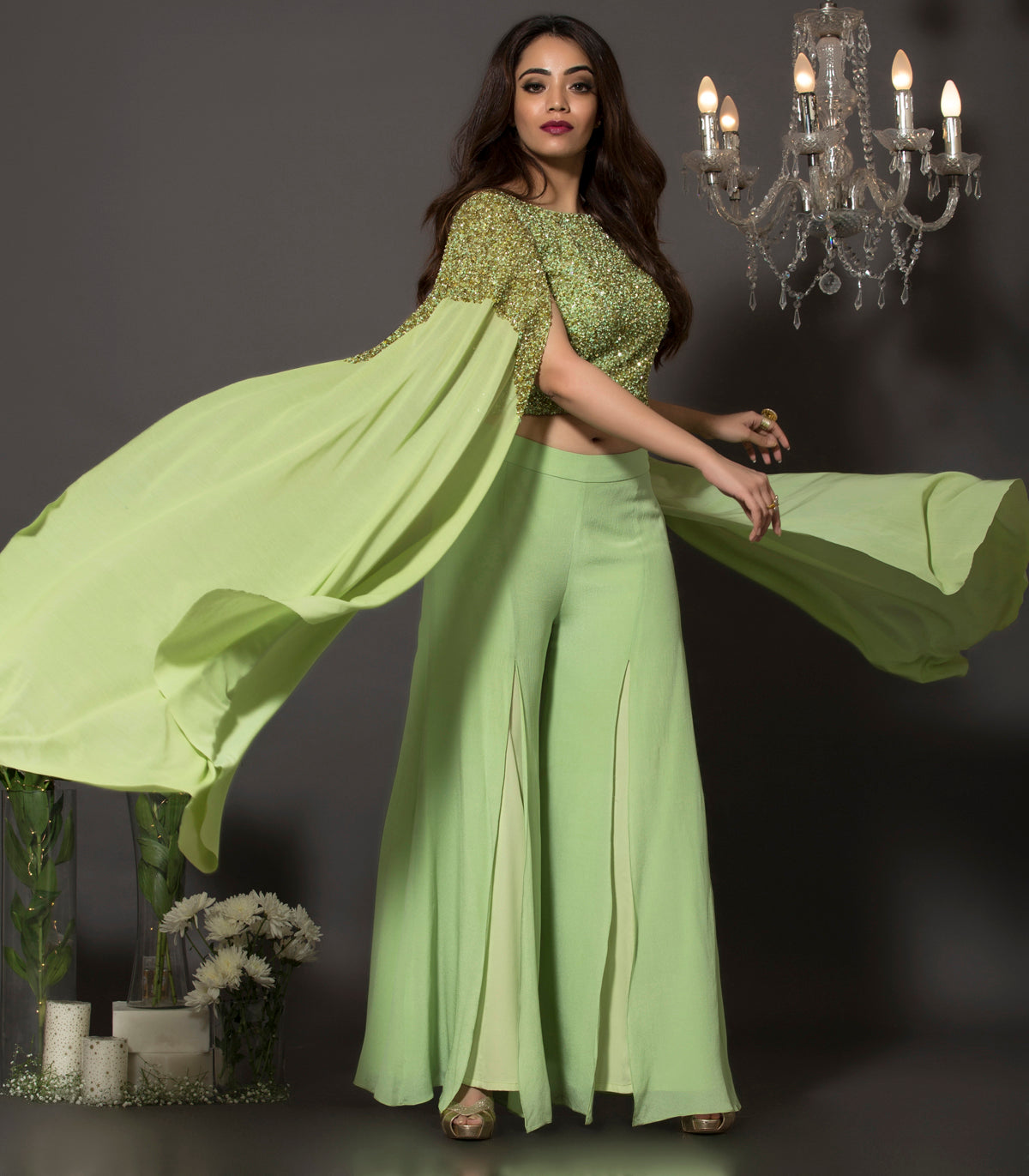Pista green cape set