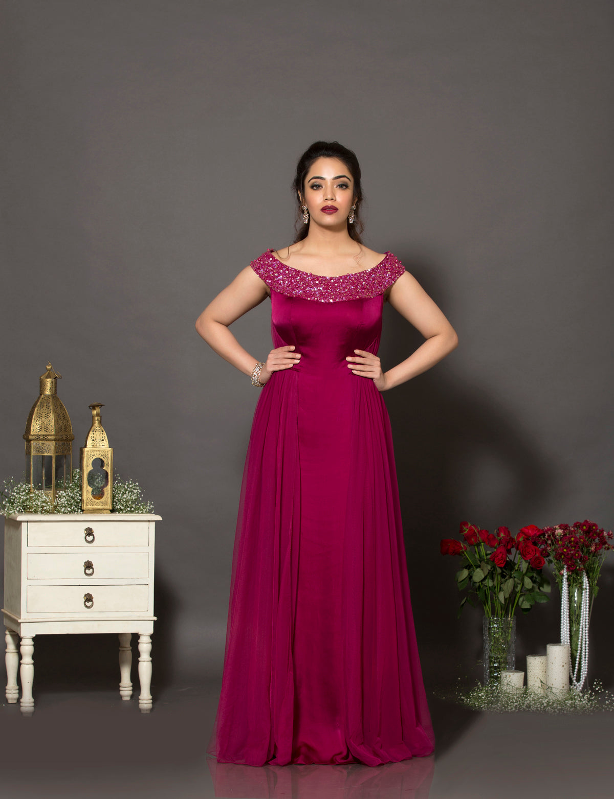 Maroon Womens Gowns - Buy Maroon Womens Gowns Online at Best Prices In  India | Flipkart.com