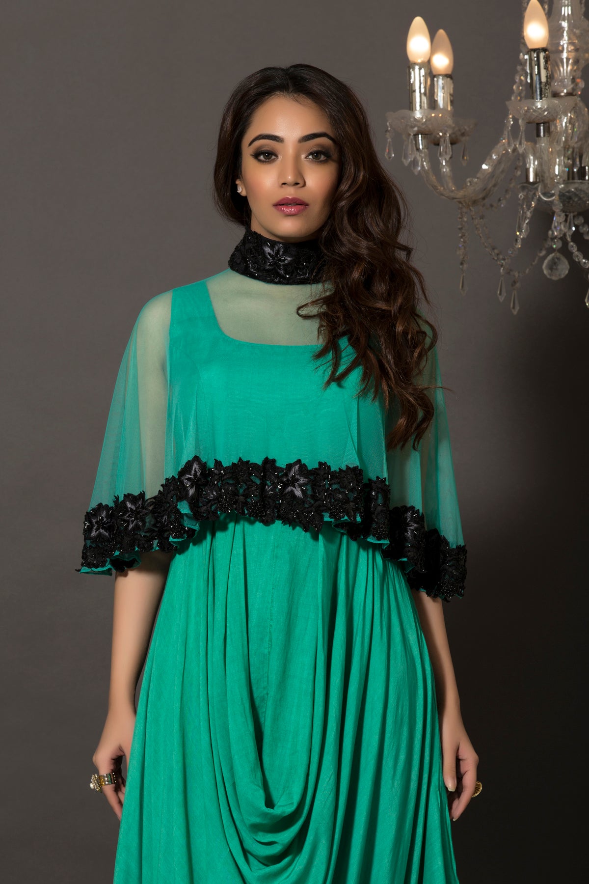 Green cowl dress