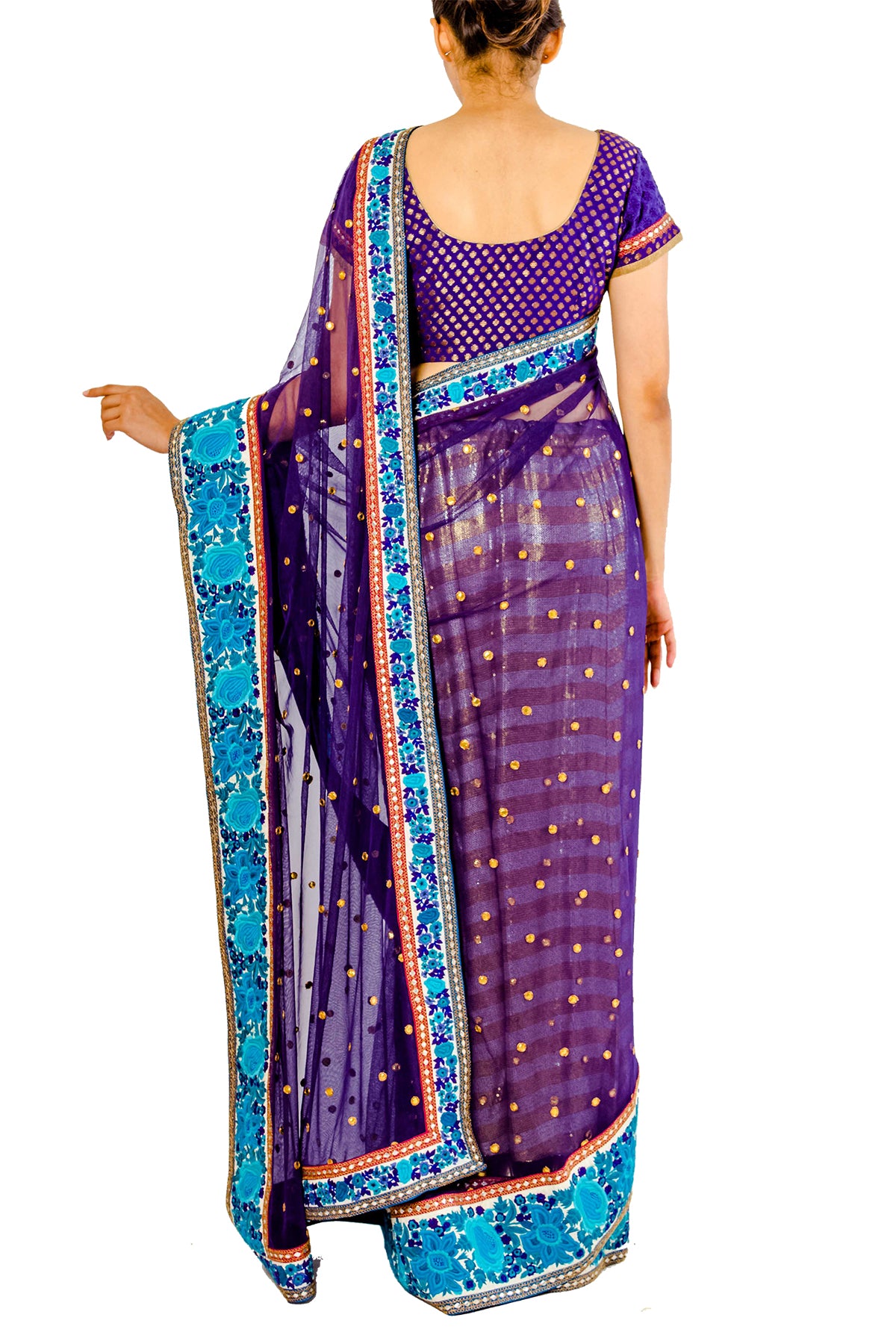Deep Blue Net Saree