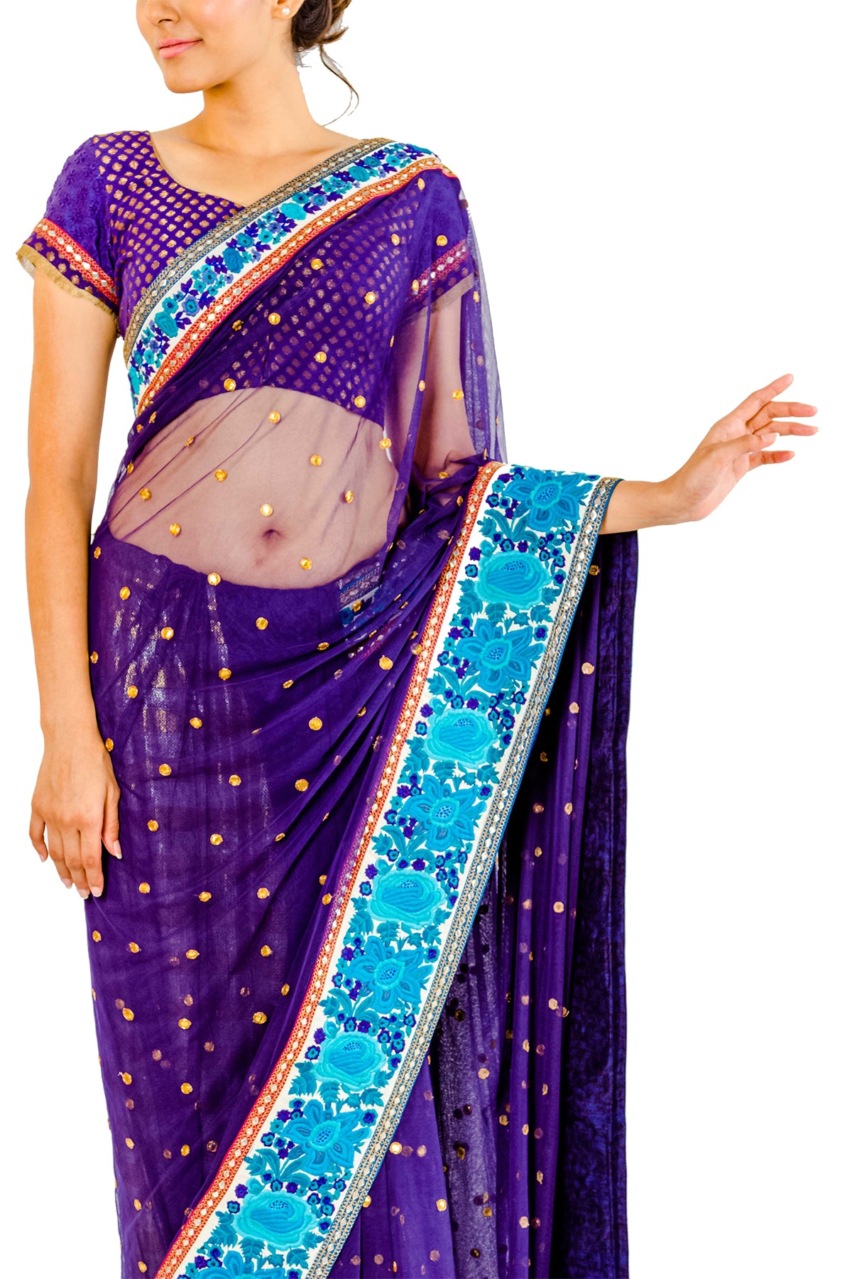 Deep Blue Net Saree