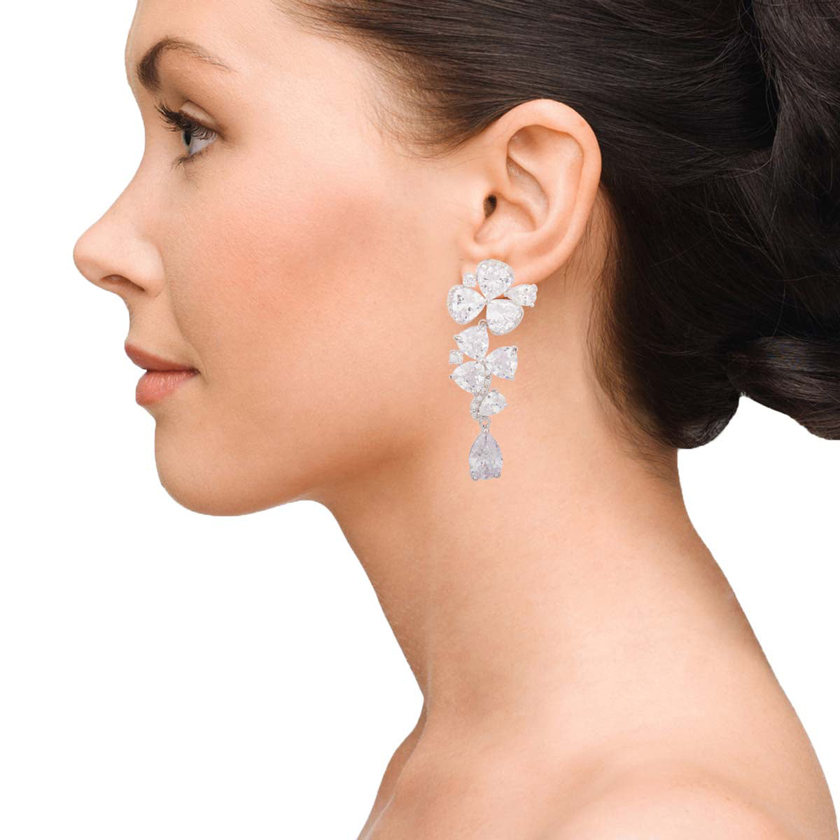 Silver Crystal Dangling Earrings