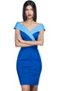 Go bodycon, go bold or go home! Like a bolt from the blue, this off-shoulder, double scuba dress is perfect for an office party, date night or grad ceremony.
