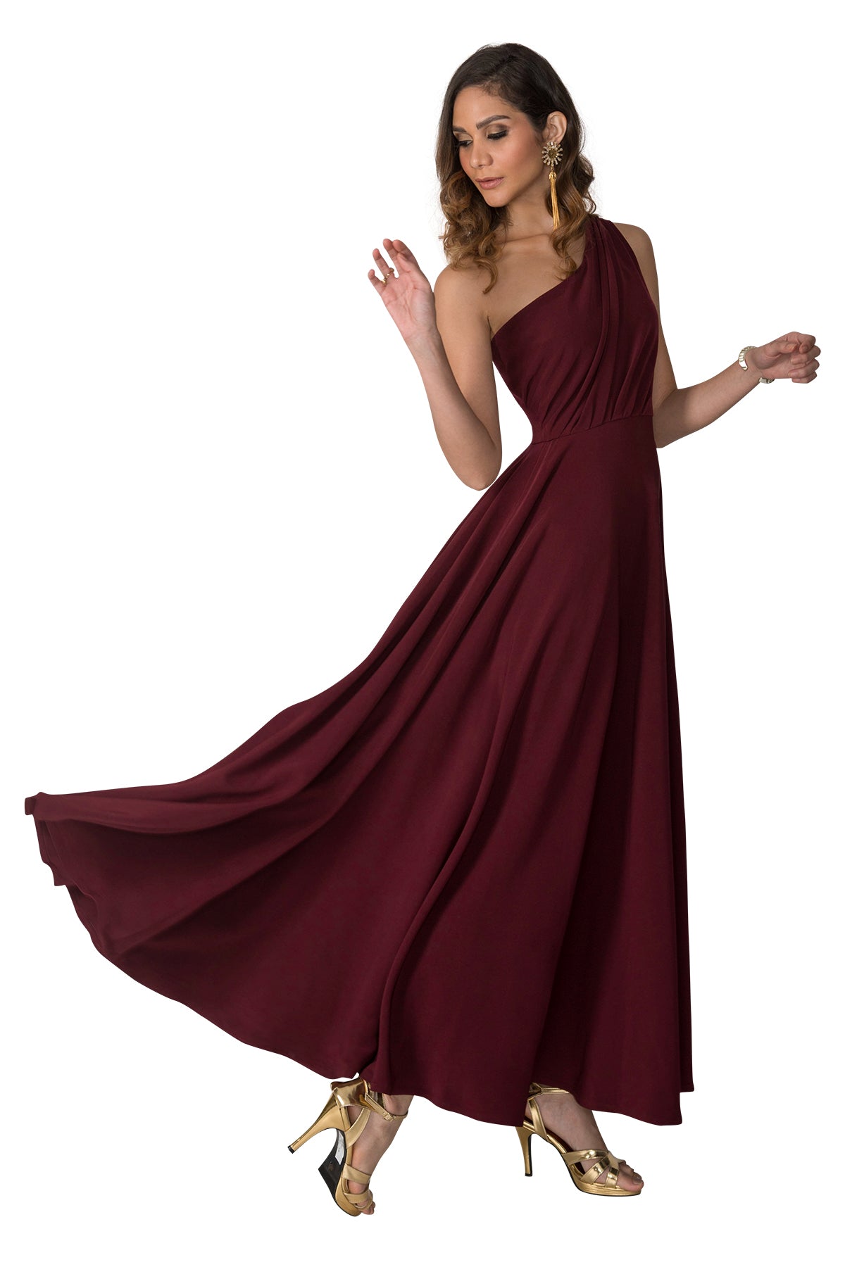 Burgundy One Shoulder Gown TheStylease.com Burgundy One Shoulder Gown TheStylease.com