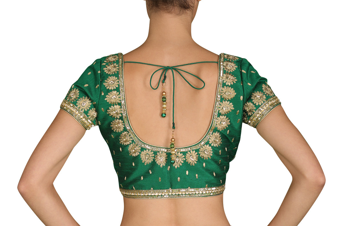 Dark Green And Gold Blouse