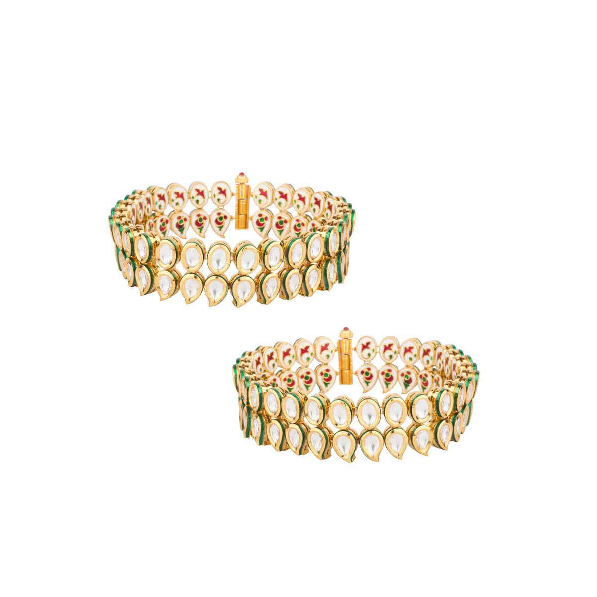 Pair of Double Line Uncut Diamond Anklets