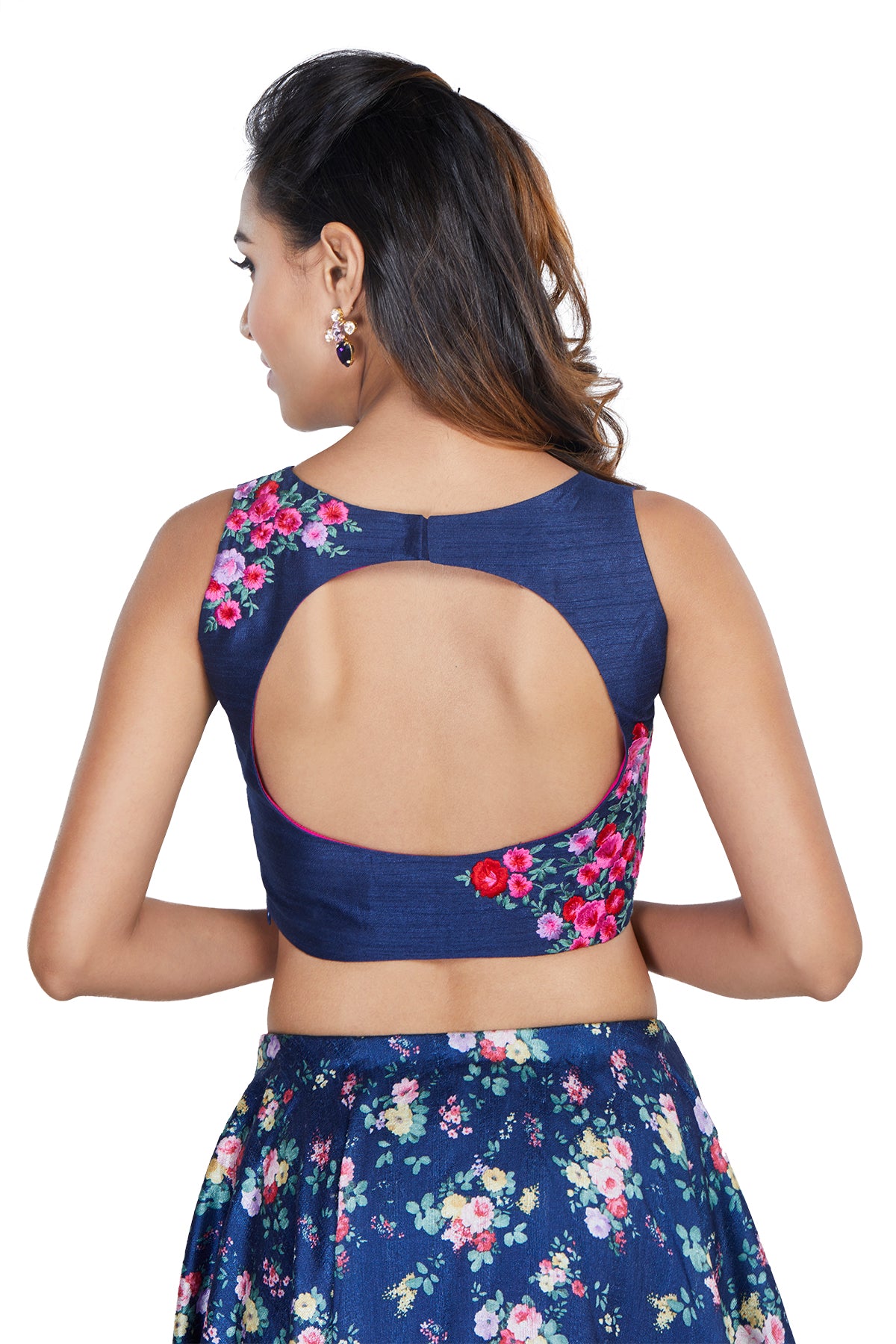 Floral blue print lehenga set