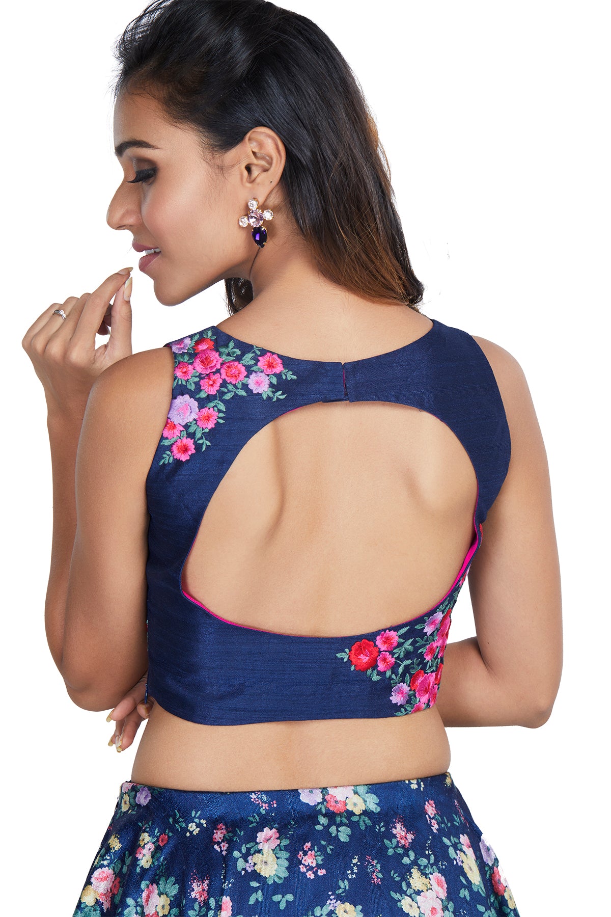 Floral blue print lehenga set